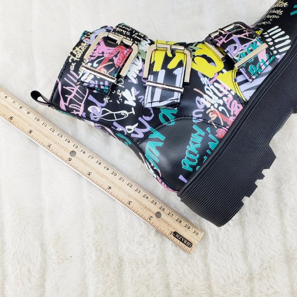 Yoki Multicolor Graffiti Ankle Boots - Picture 11 of 16